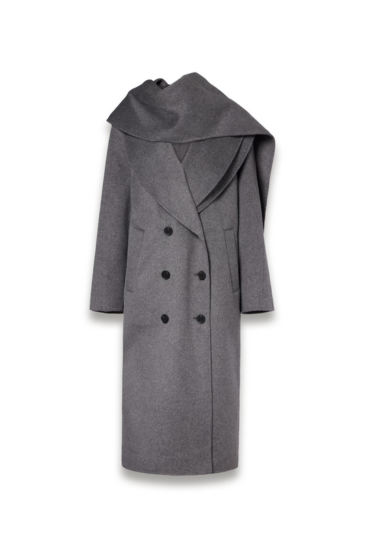 Scarf-detail Wool and Cashmere Coat
