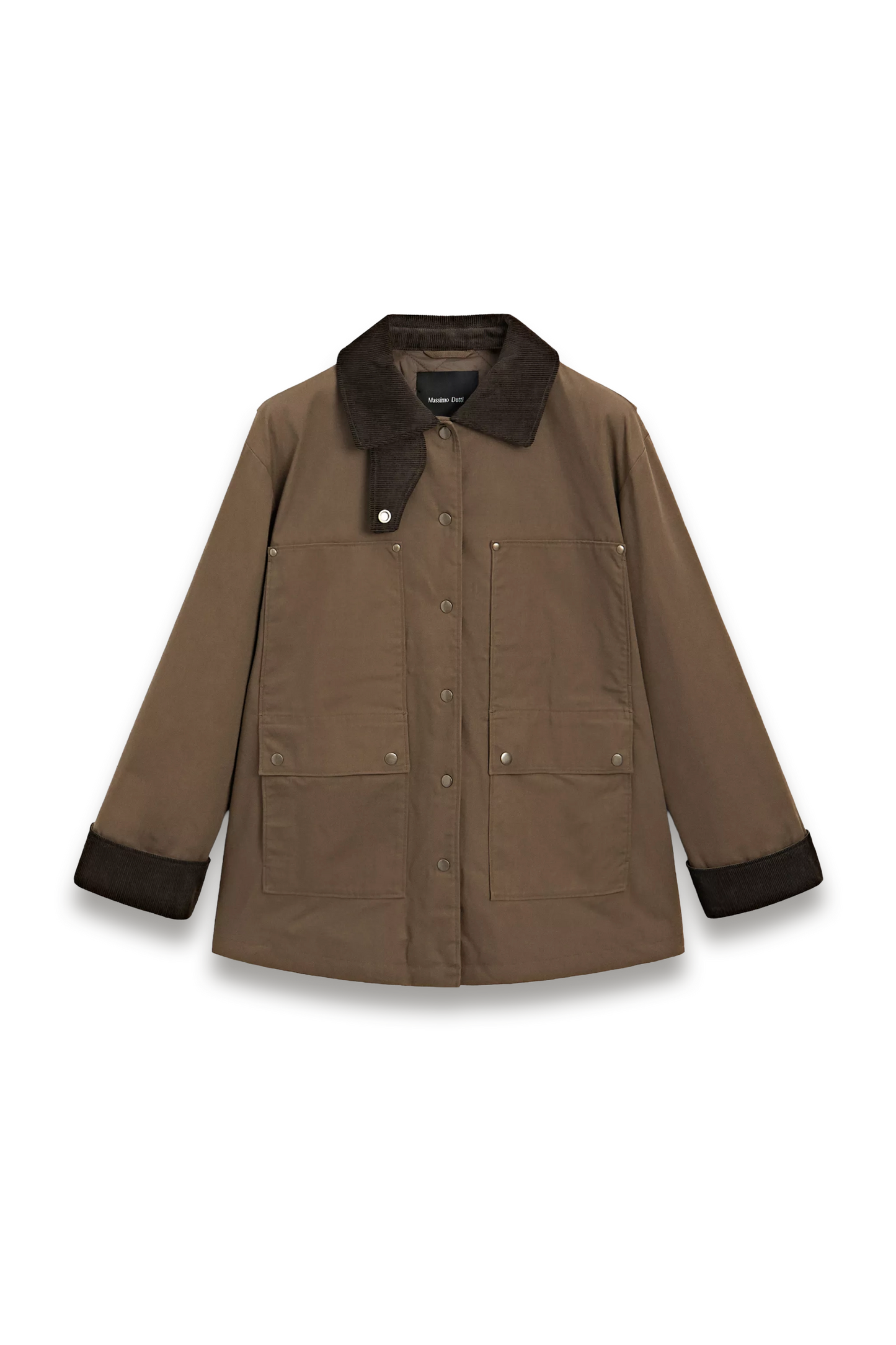 Waxed Parka with Corduroy Detail