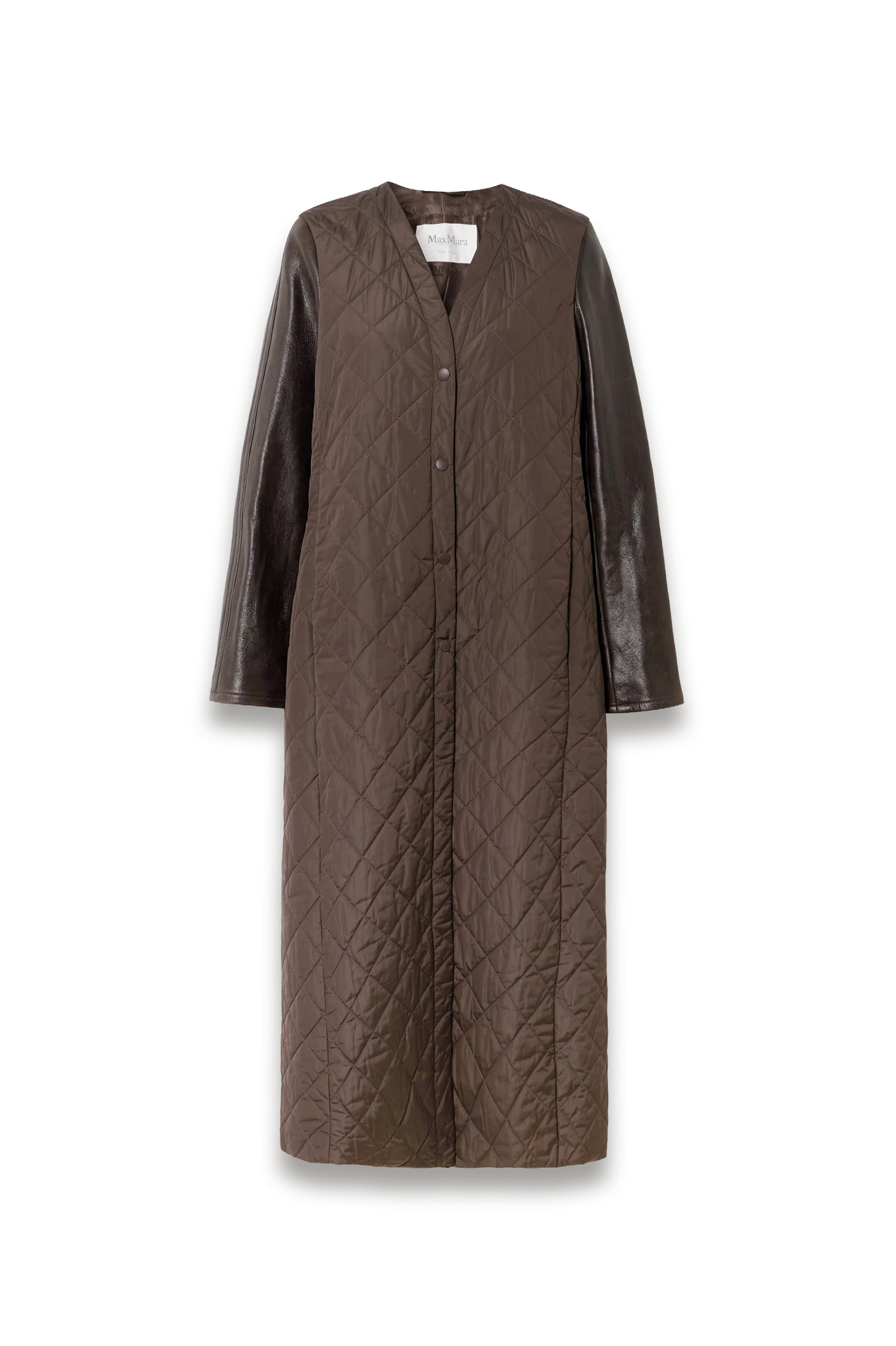 Berta Leather-trimmed Quilted Shell Coat