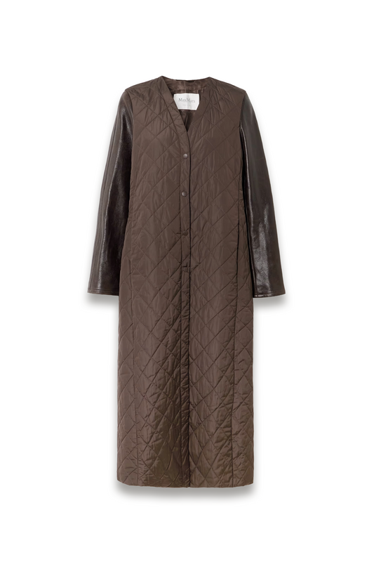 Berta Leather-trimmed Quilted Shell Coat
