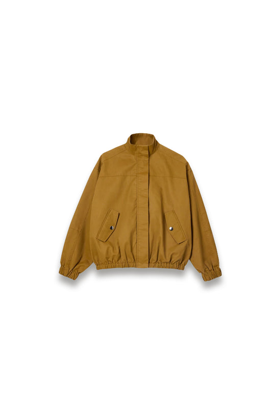Neutral Wax Coated Bomber Jacket