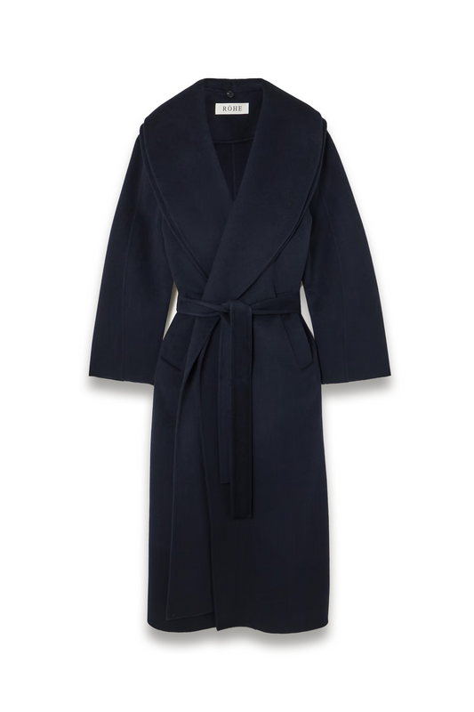 Double-breasted Scarf-detailed Layered Wool and Cashmere-blend Coat