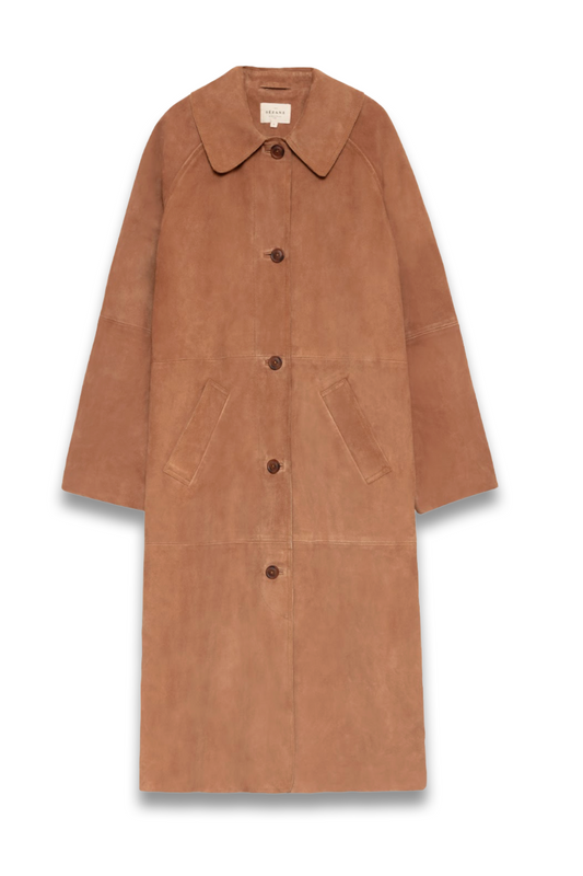 Clyde Coat in Camel Suede