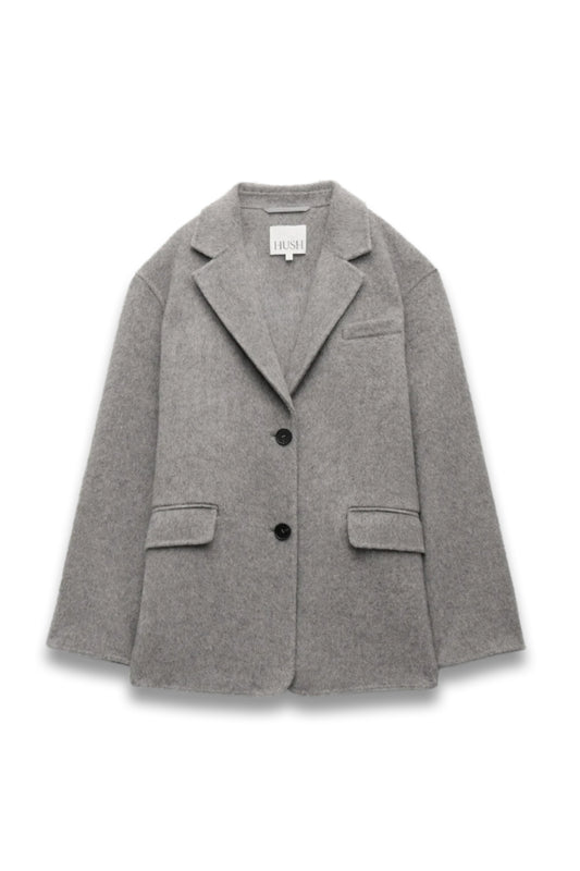 Pure Wool Double-faced Blazer in Light Grey Marl