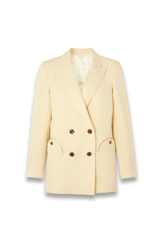 Savannah Everyday Double-breasted Linen and Silk-blend Blazer