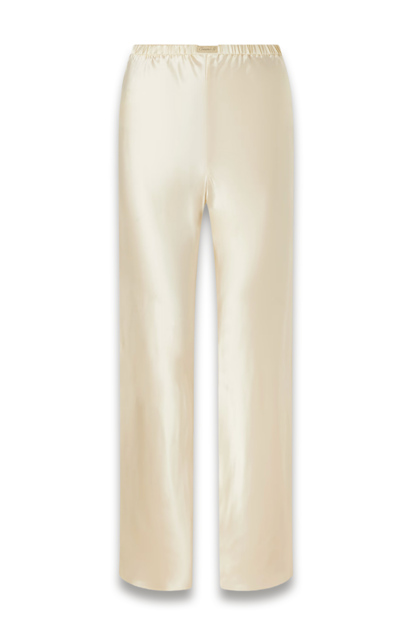 Appliquéd Silk-Charmeuse Straight-Leg Pants