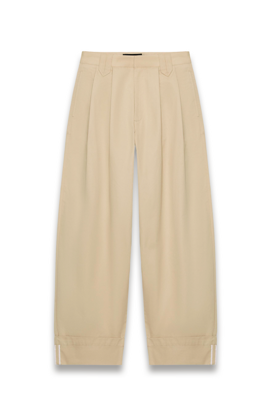 Turn-up Hem Darted Trousers