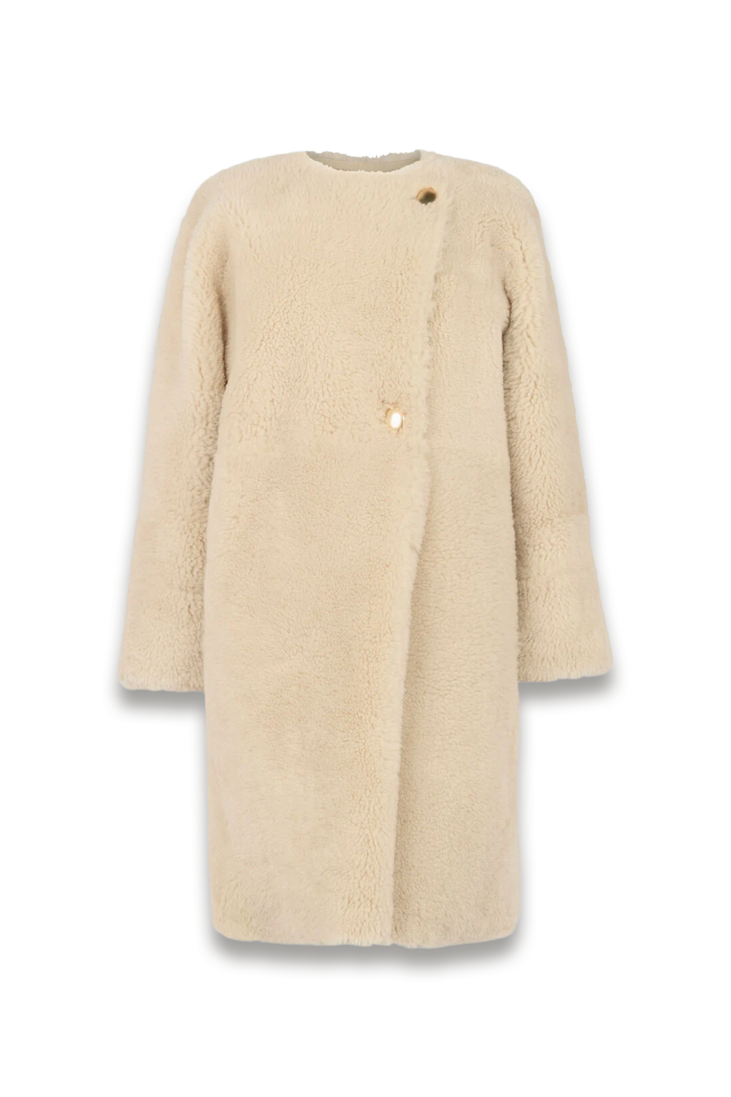 Beige Shearling Cocoon Coat
