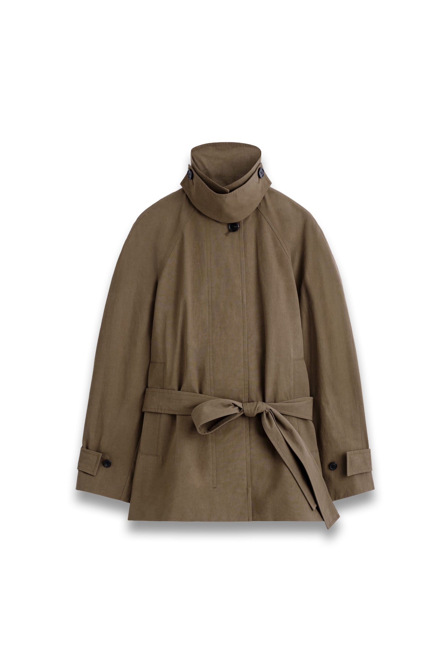 Belted Cotton Short Trench Jacket
