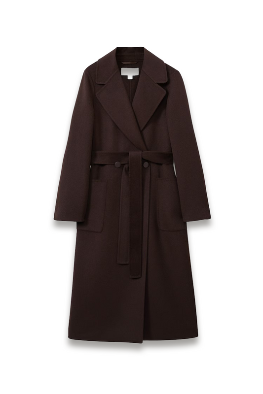 Lucia Wool-Blend Double-Breasted Blindseam Coat in Chocolate