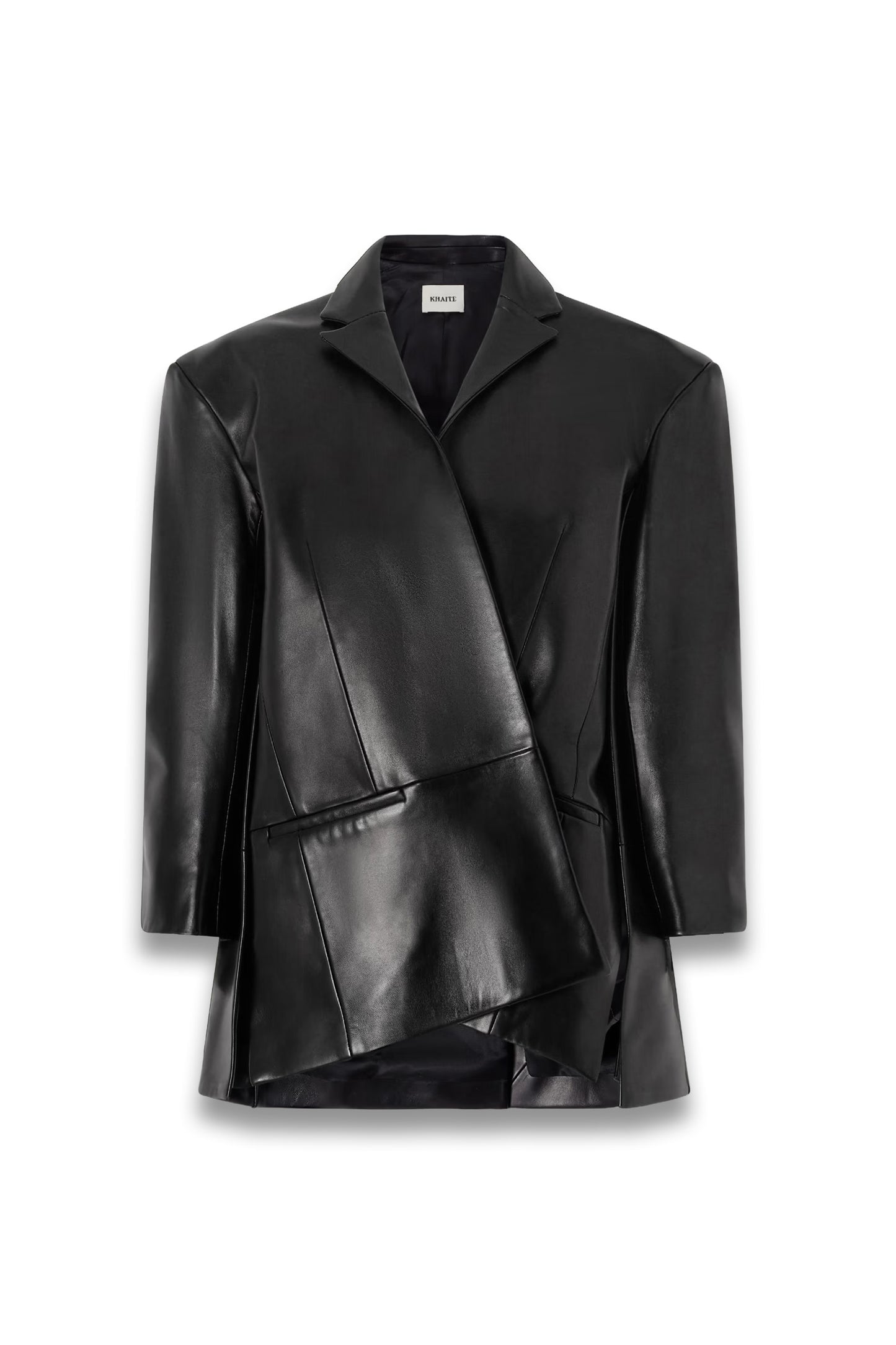 Asymmetric Paneled Leather Blazer