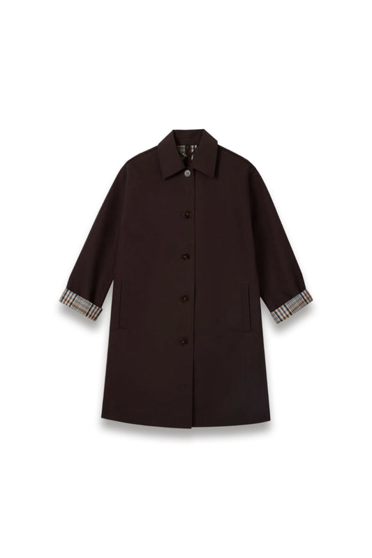 Brown Check Lined Car Coat