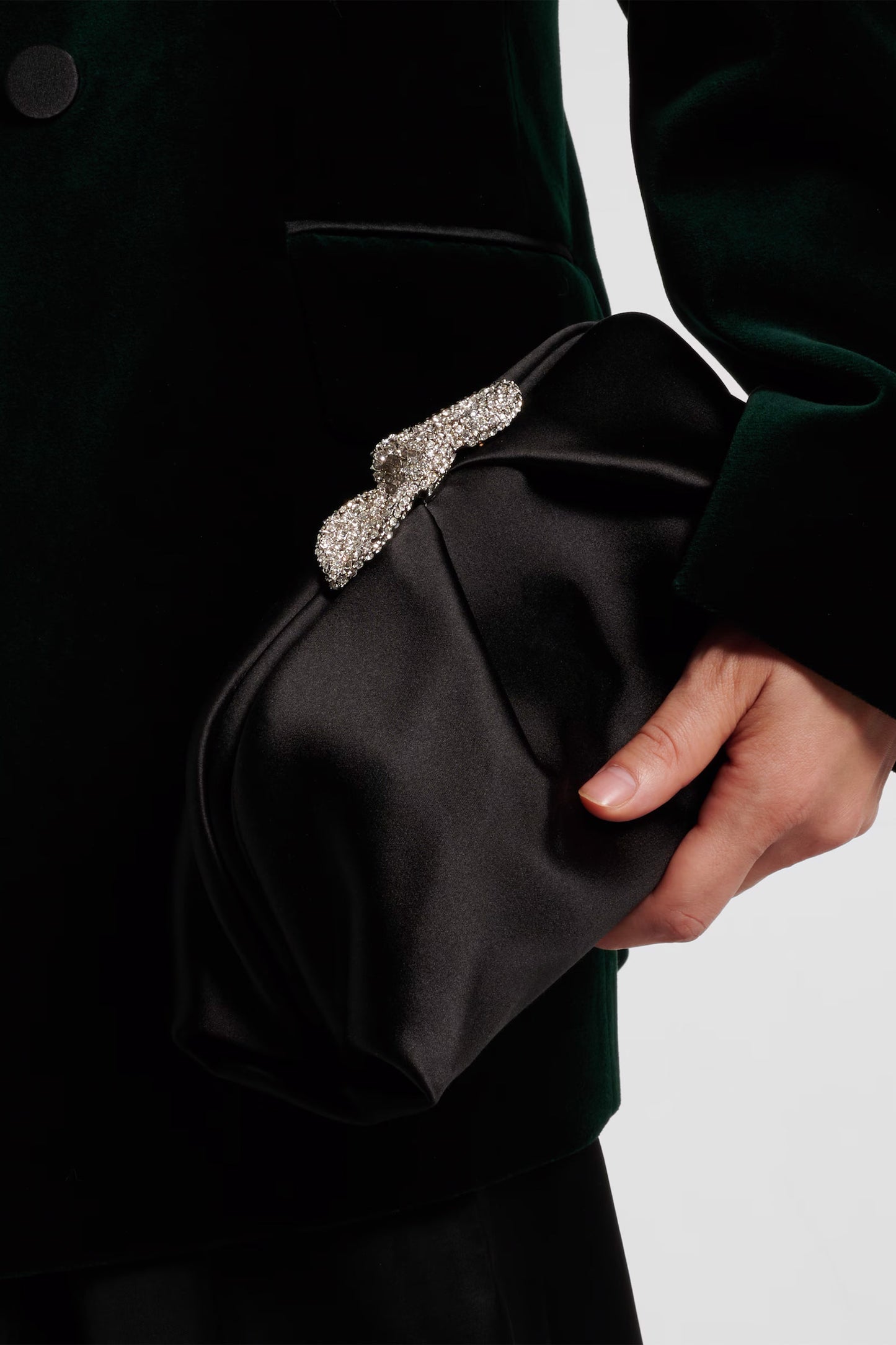 Very Bow Tie embellished satin clutch