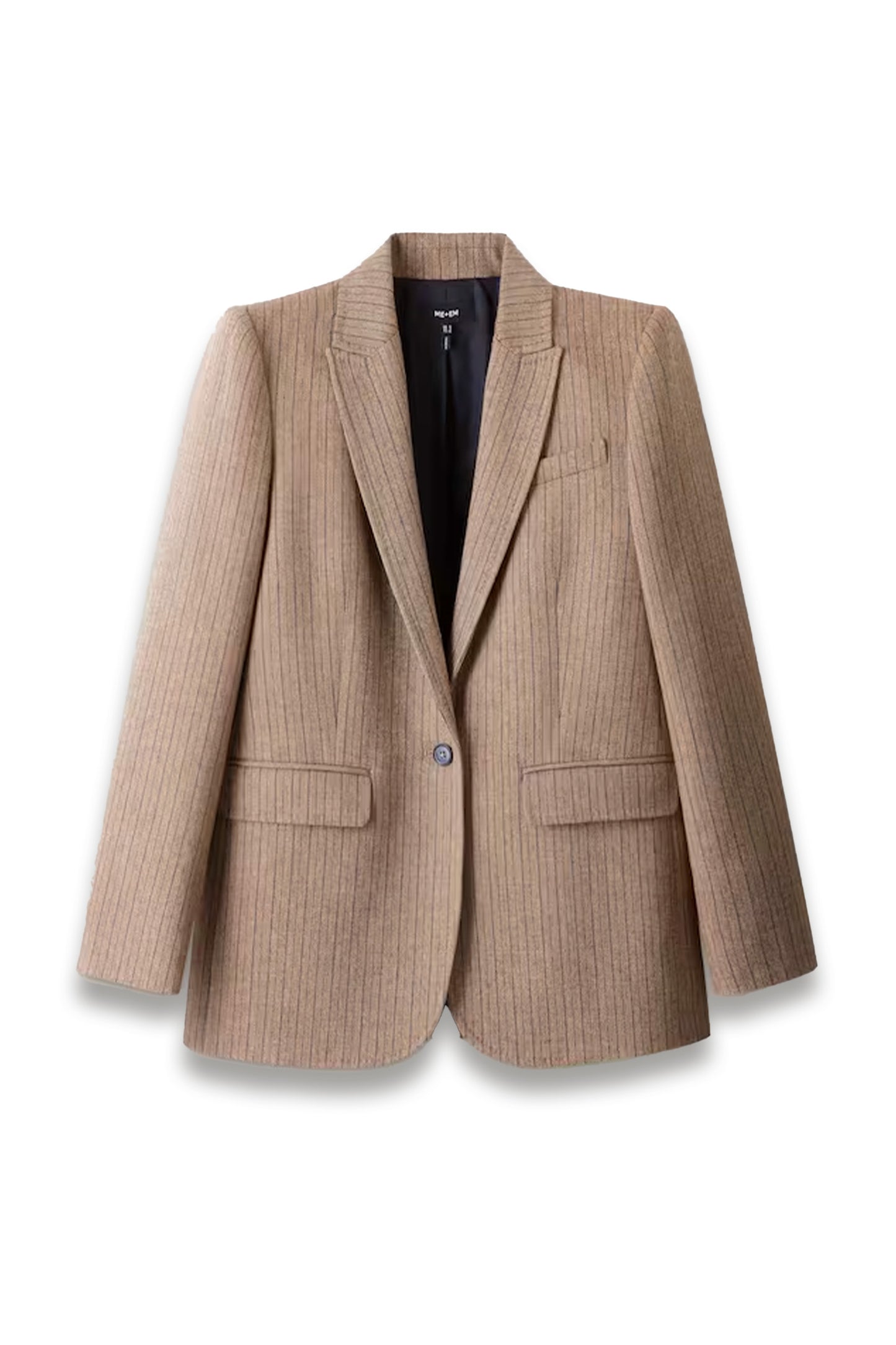 Brown Pinstripe Sharp Shoulder Blazer