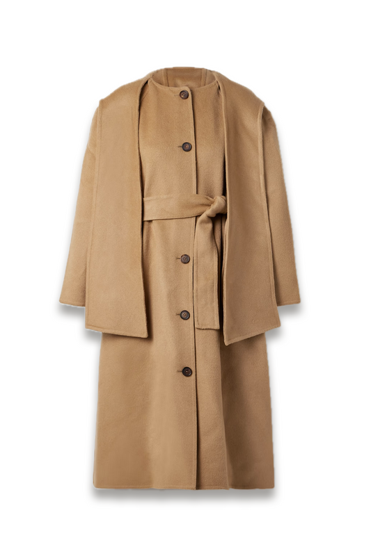 Astra Scarf-Detailed Hooded Wool-Felt Coat