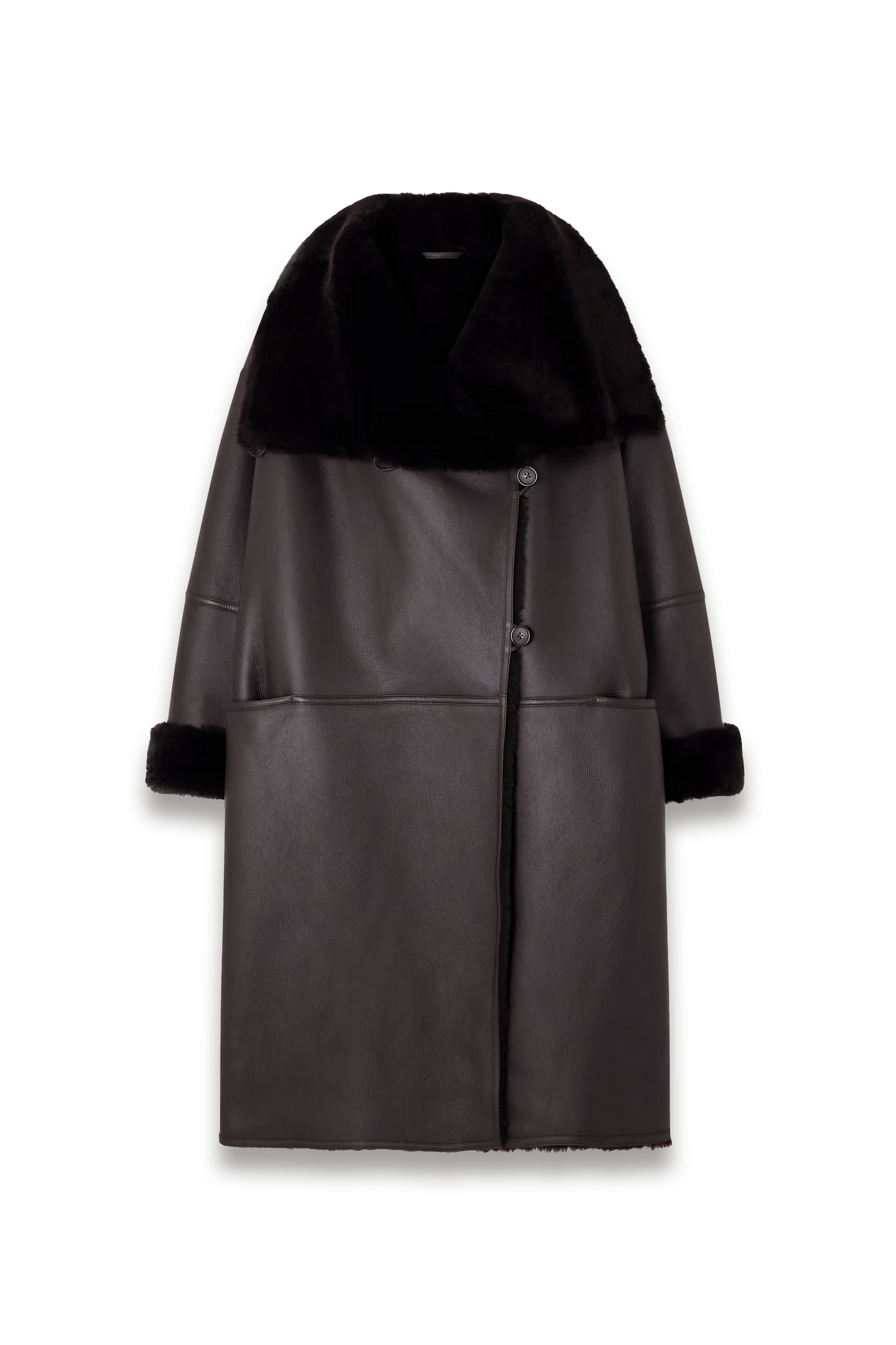 Paneled Shearling Coat