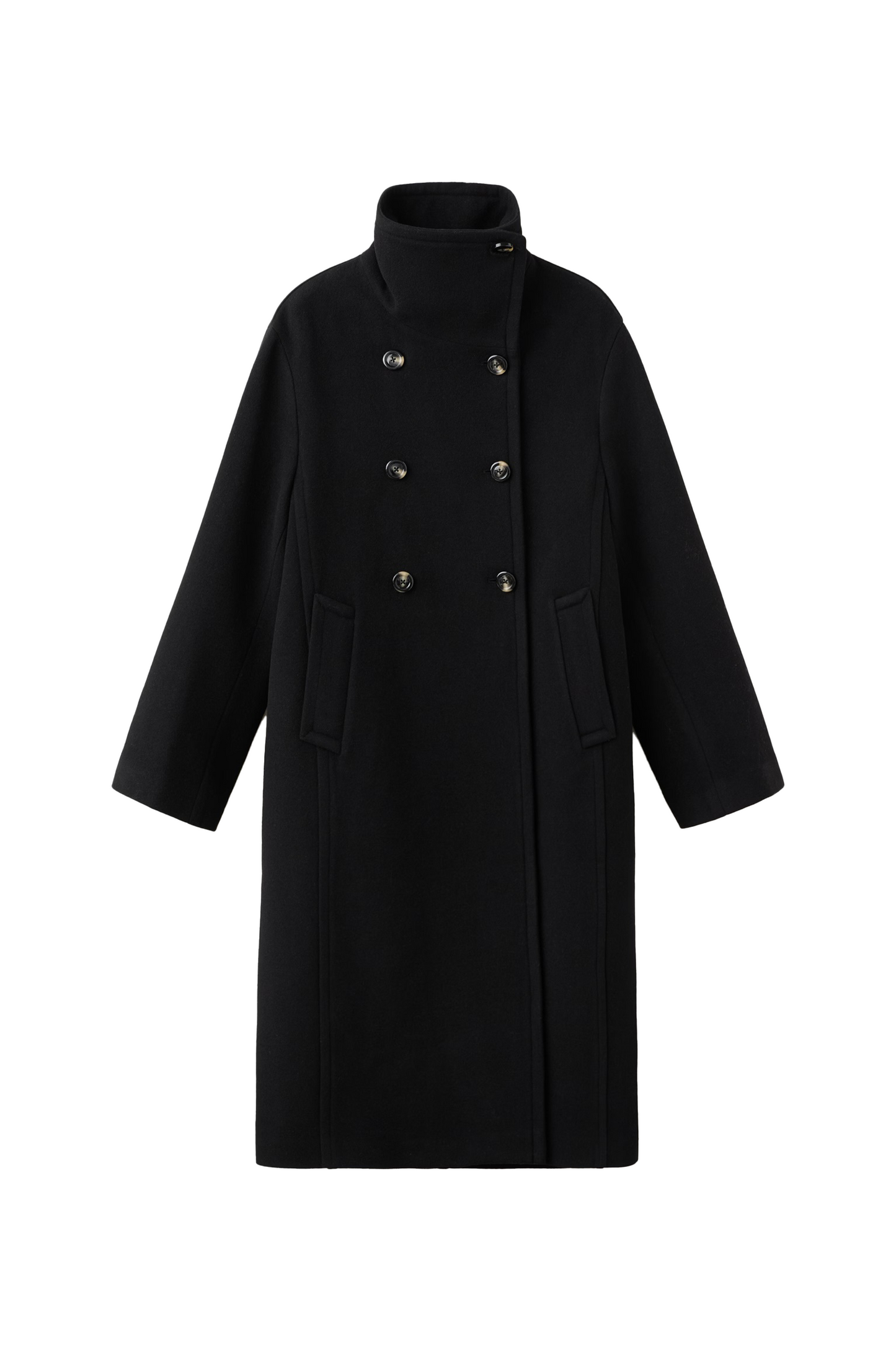 Wool-blend Funnel-neck Coat
