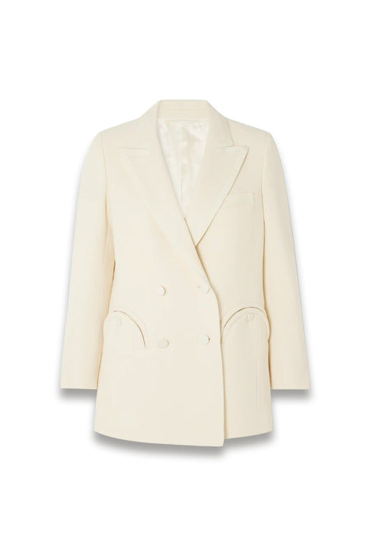 Resolute Everyday Double-breasted Silk Twill-trimmed Wool-crepe Blazer