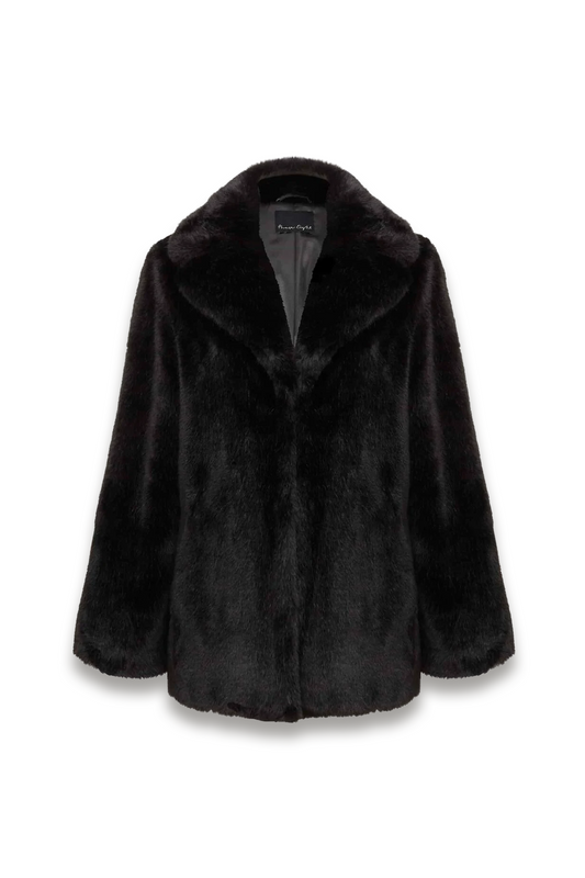 Megan Black Faux Fur Coat