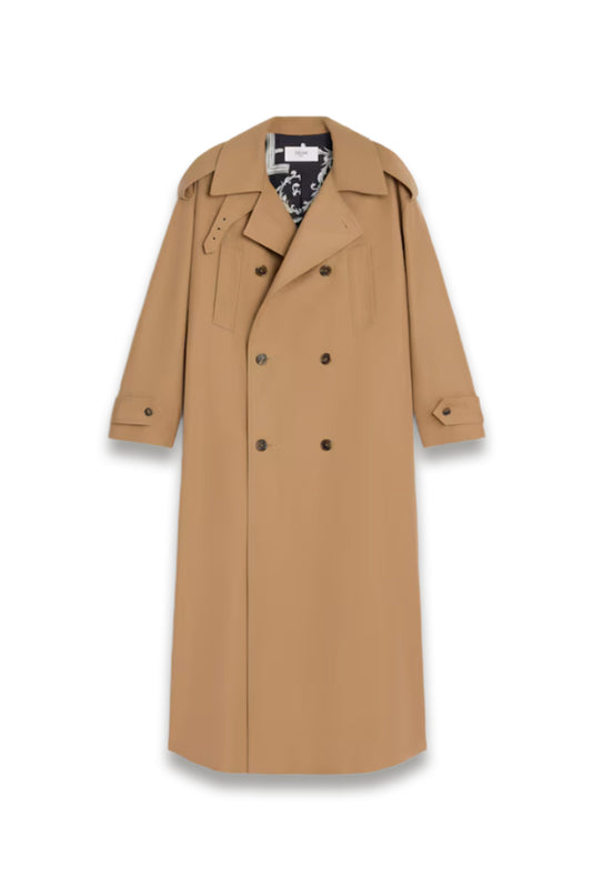 Trench Coat in Cotton and Wool Gabardine