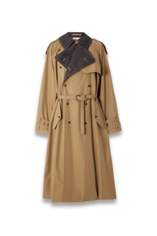 Double-Breasted Wool-Felt Trimmed Cotton-Blend Twill Trench Coat