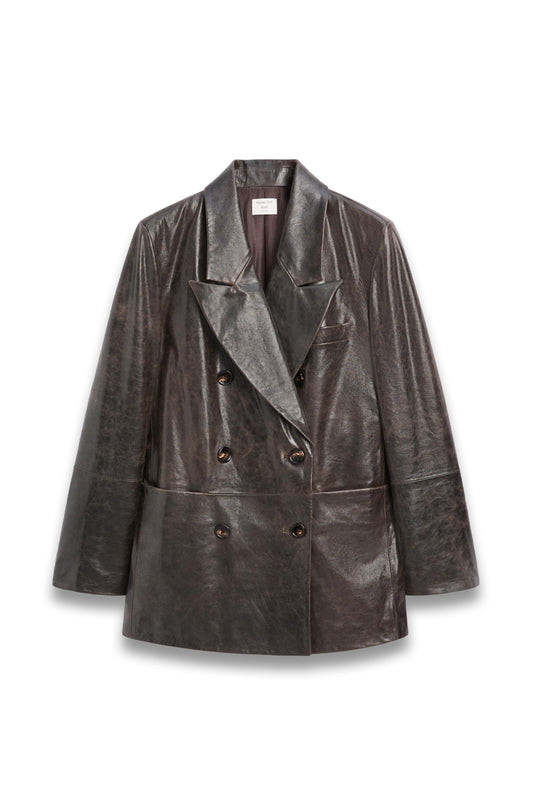 Nappa Leather Button-down Blazer