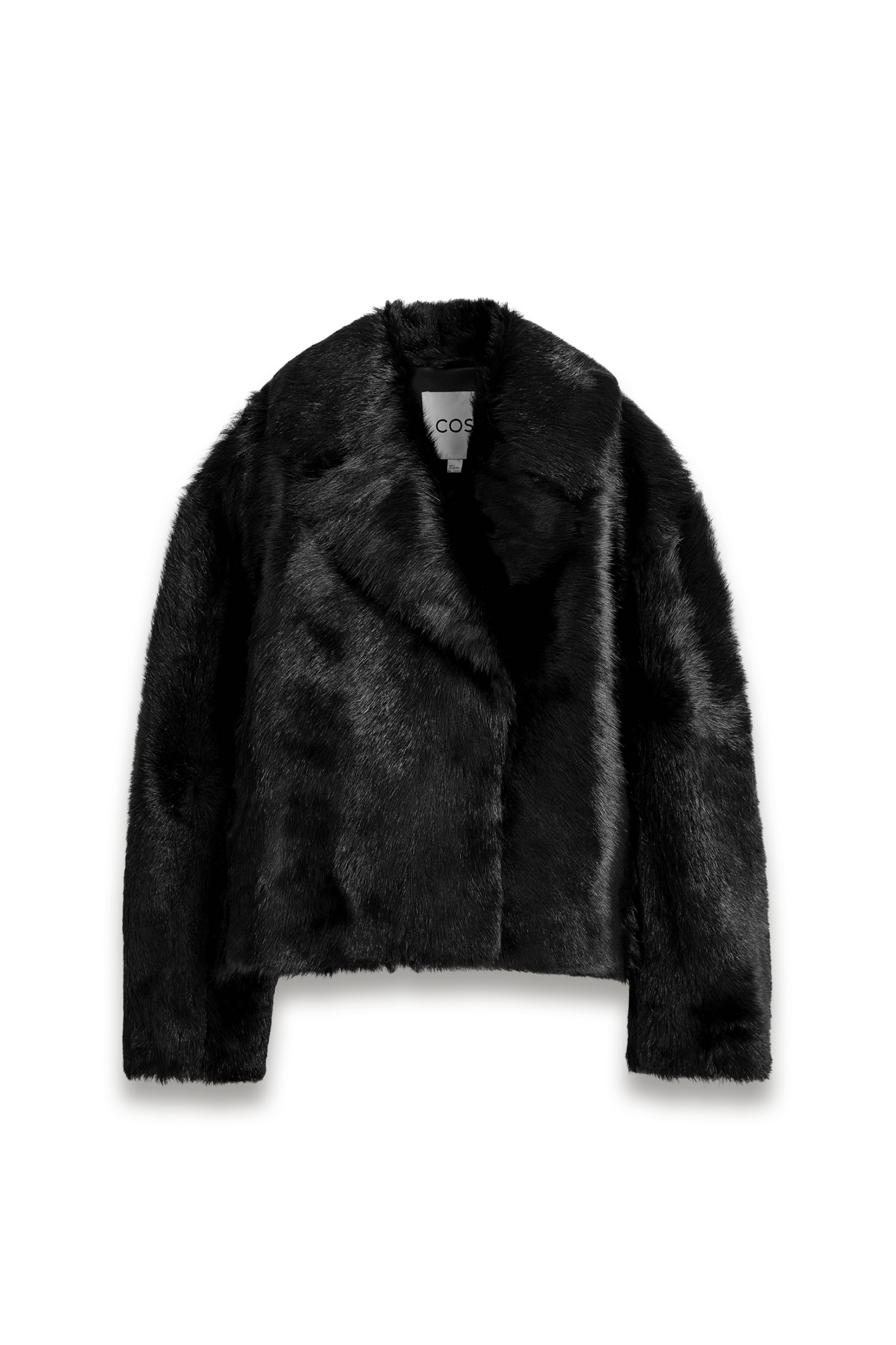 Collared Pony Hair-effect Leather Jacket