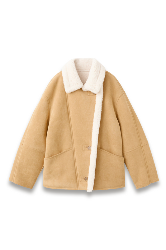 Suede-effect Jacket with Shearling Collar