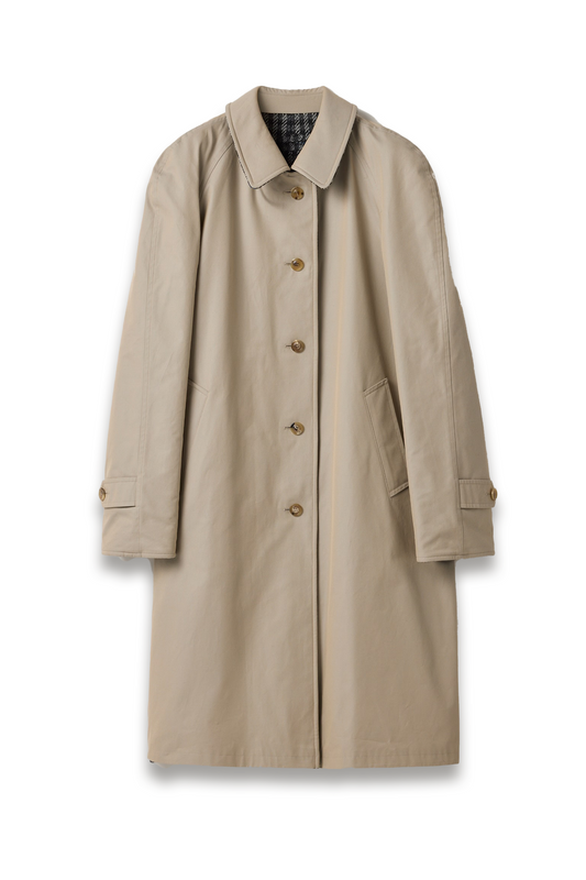Reversible Twill and Check Trench Coat