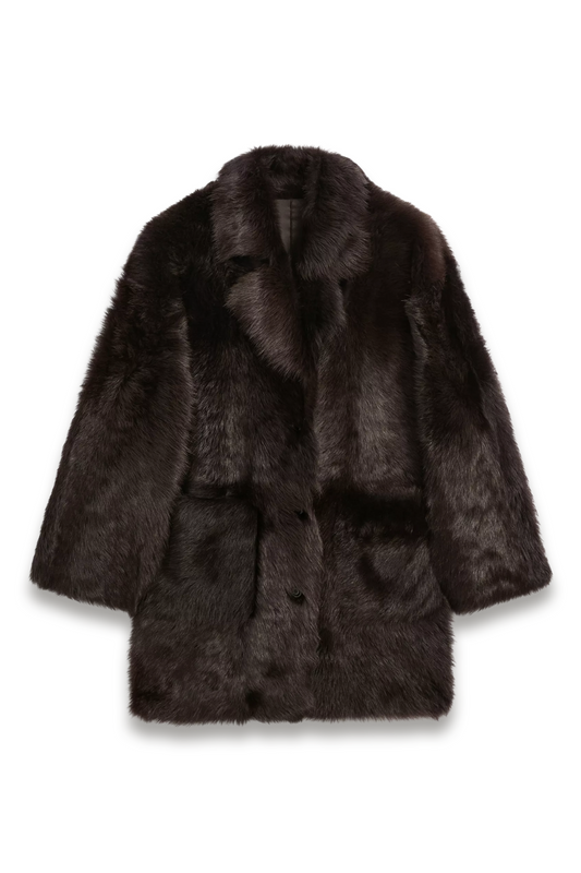 Long Leather Coat with Fur