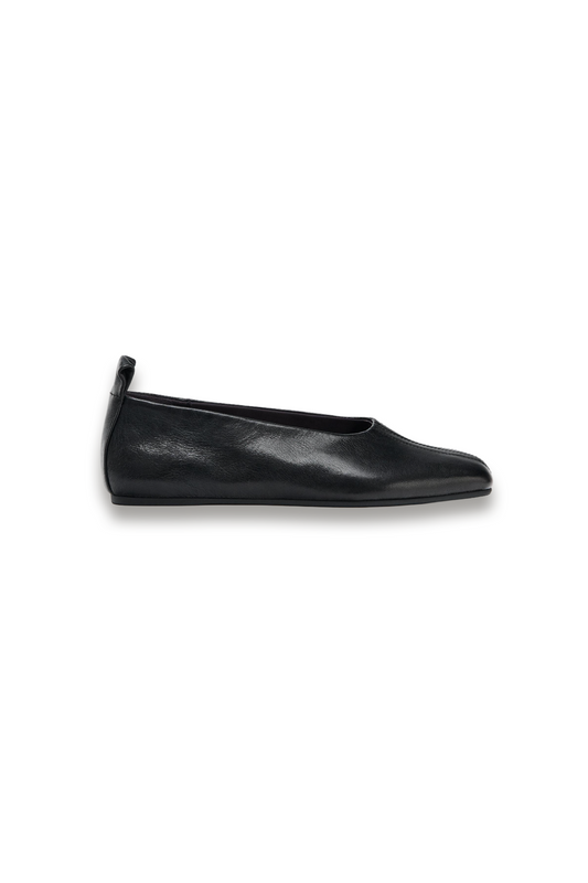 Square Toe Leather Ballerinas