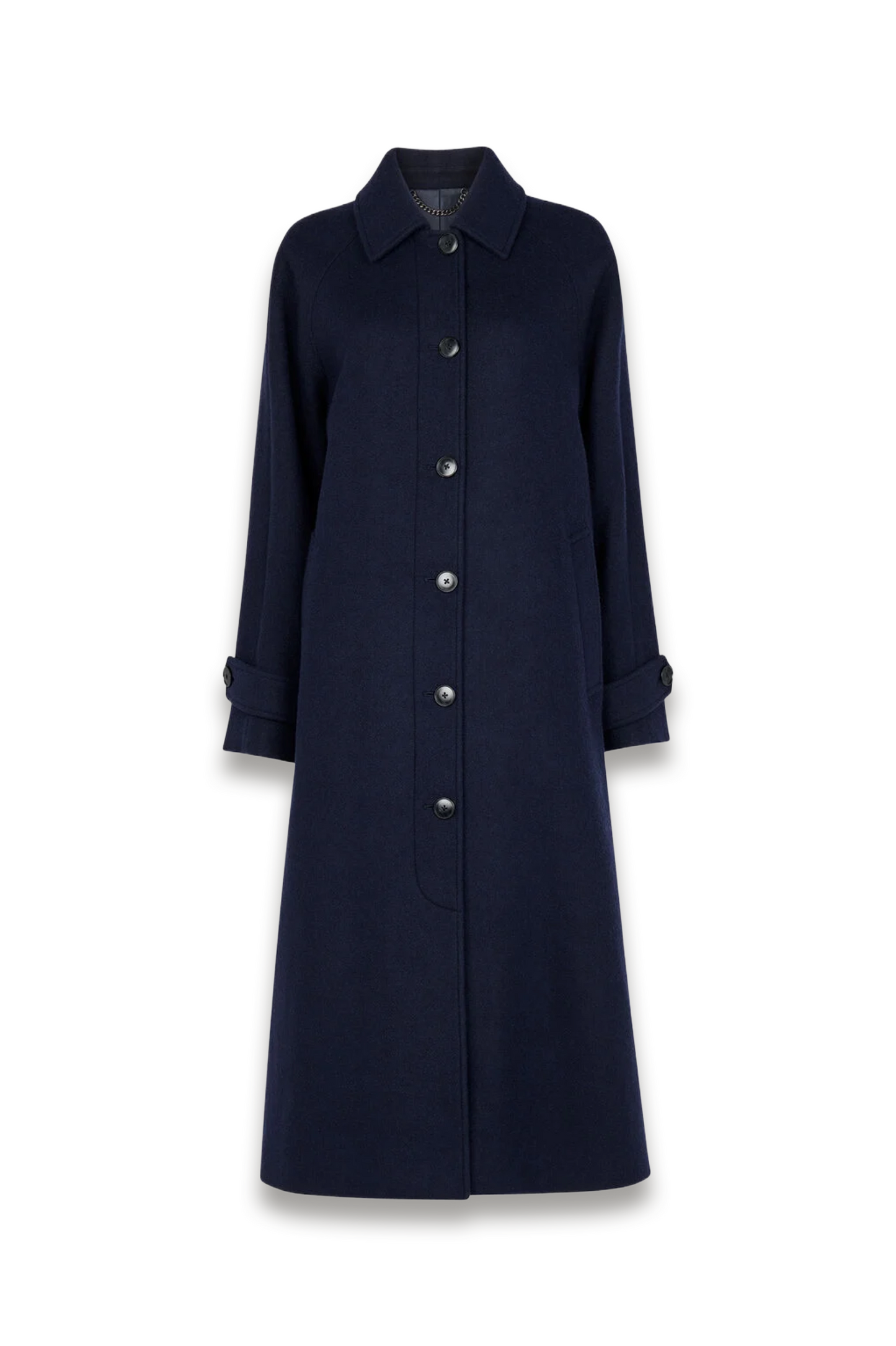 Navy Long Wool Car Coat