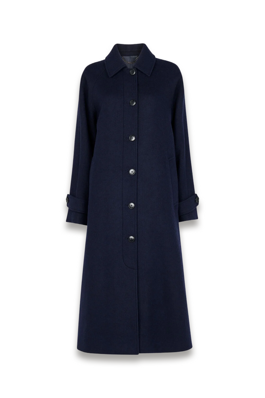 Navy Long Wool Car Coat