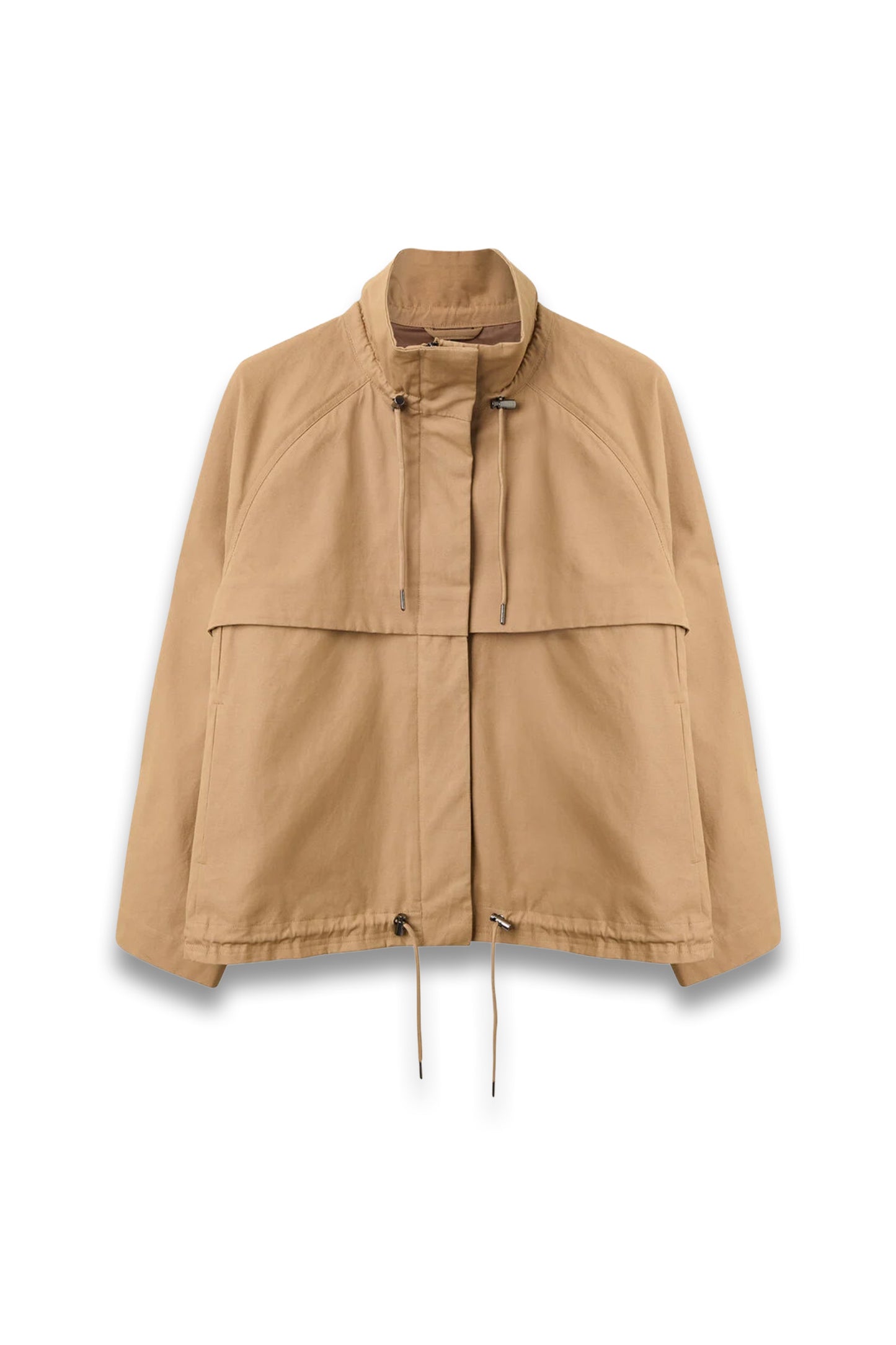 Taupe Funnel-neck Parka Jacket