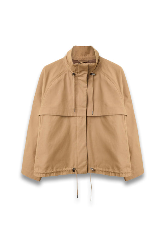 Taupe Funnel-neck Parka Jacket