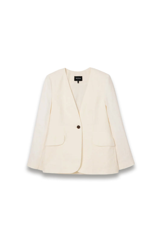 Ivory Collarless Linen Blazer