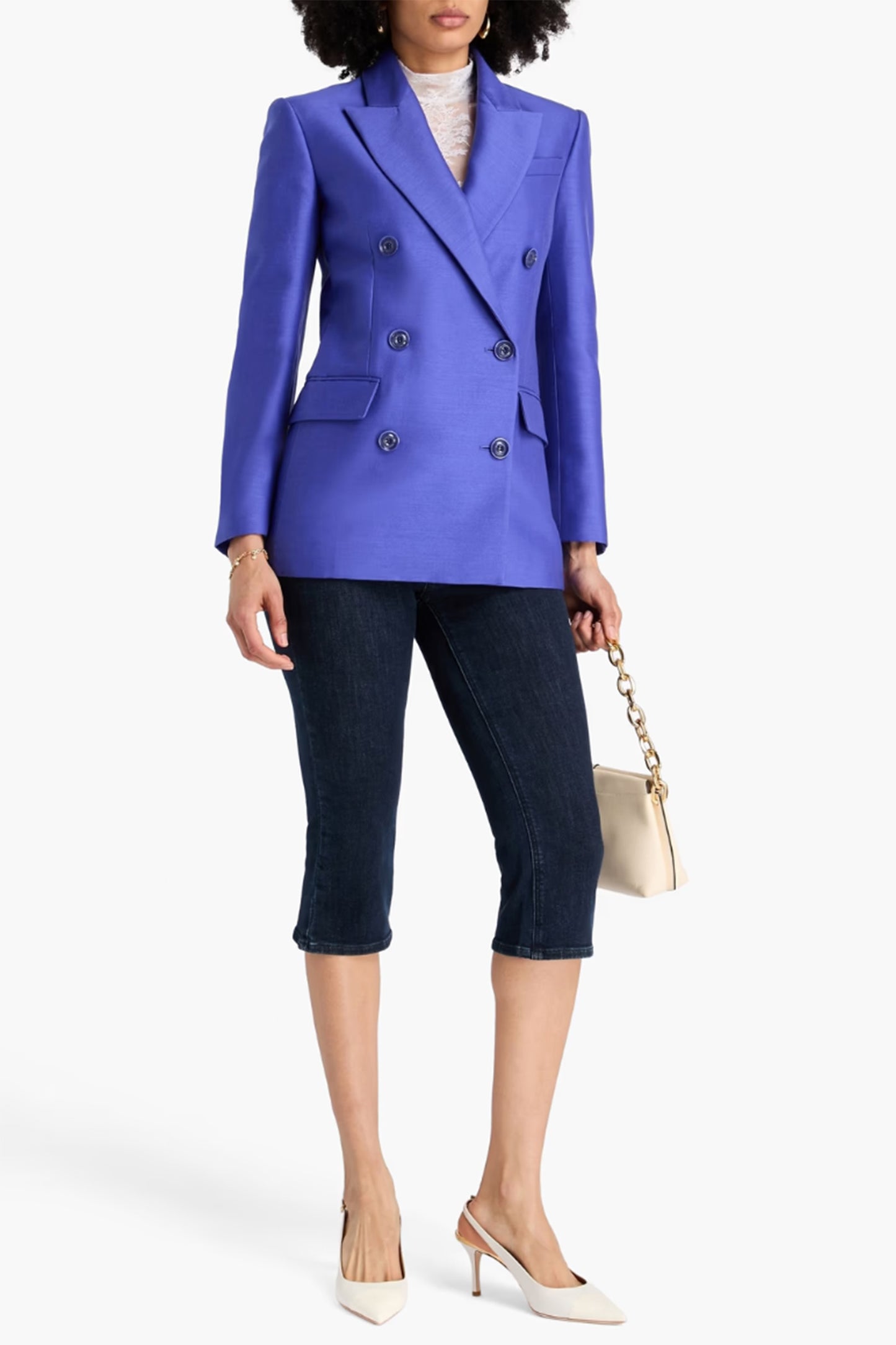 Double-breasted Wool and Silk-blend Blazer