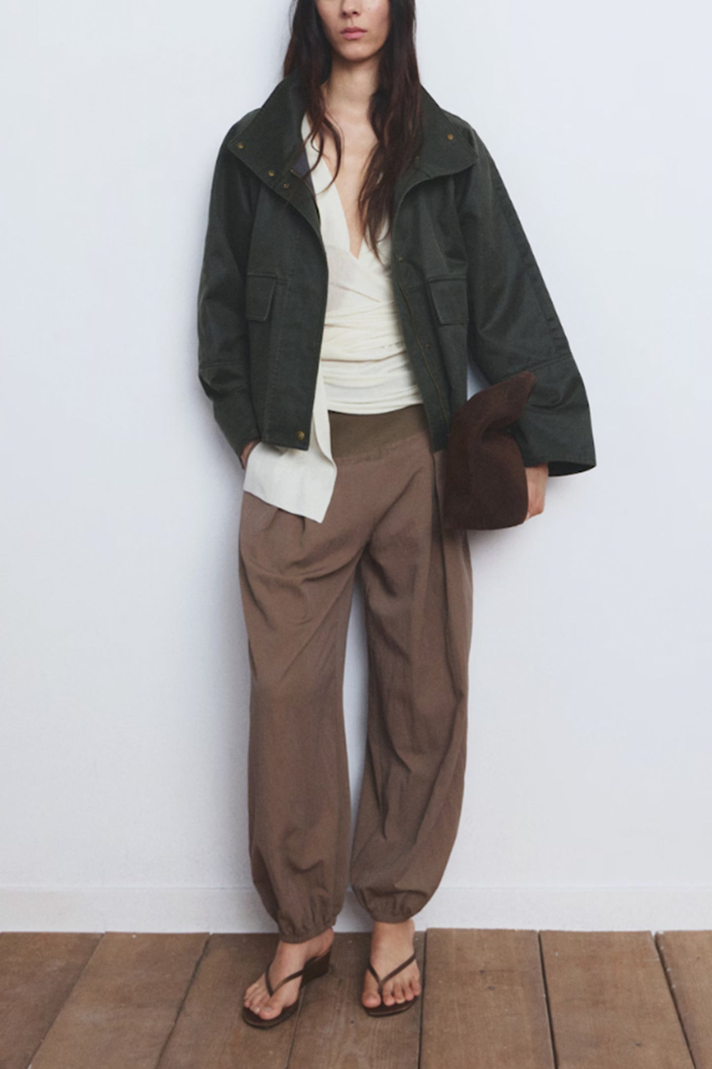 Funnel Neck Parka with Pockets
