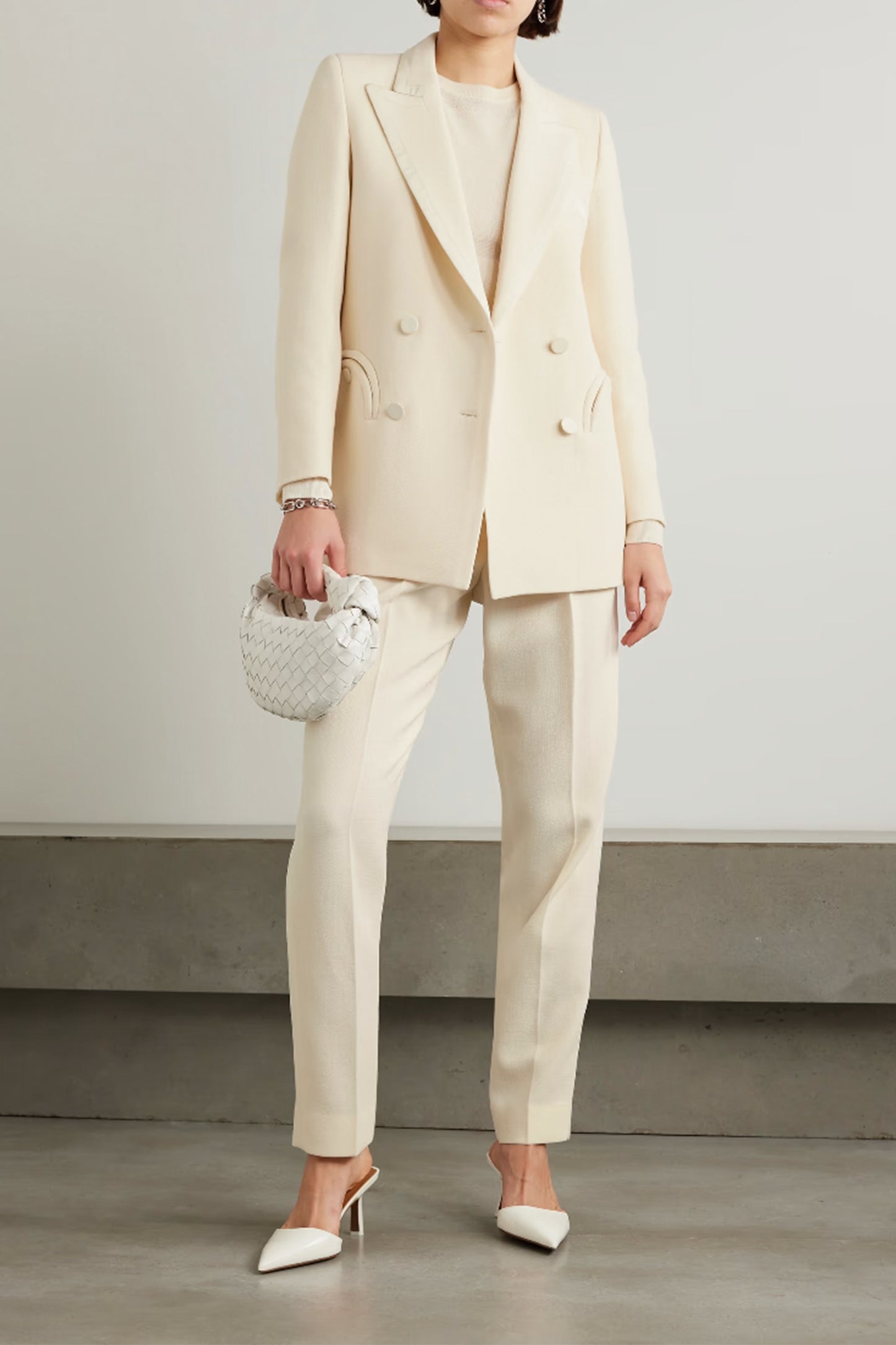 Resolute Everyday Double-breasted Silk Twill-trimmed Wool-crepe Blazer