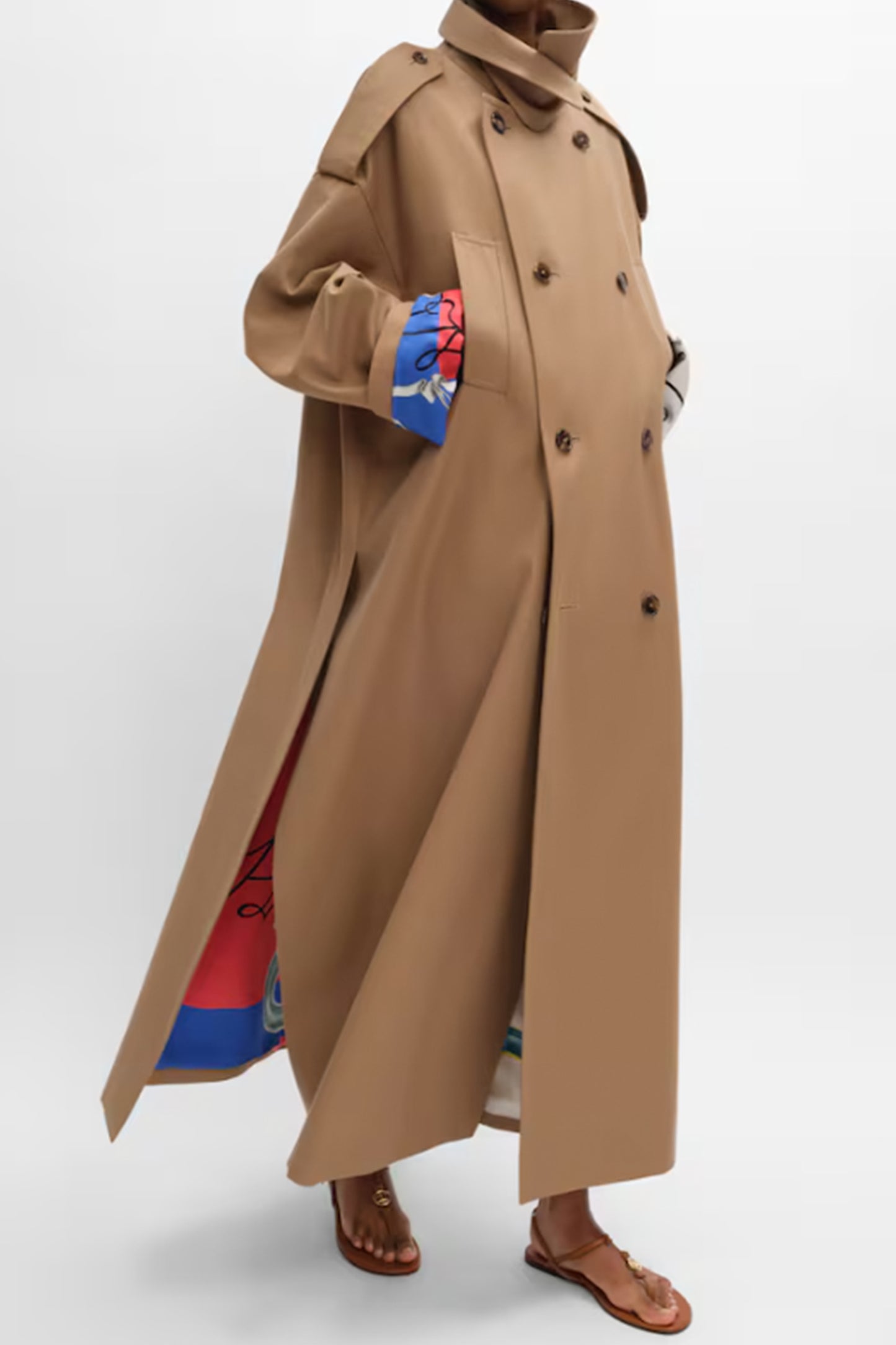 Trench Coat in Cotton and Wool Gabardine