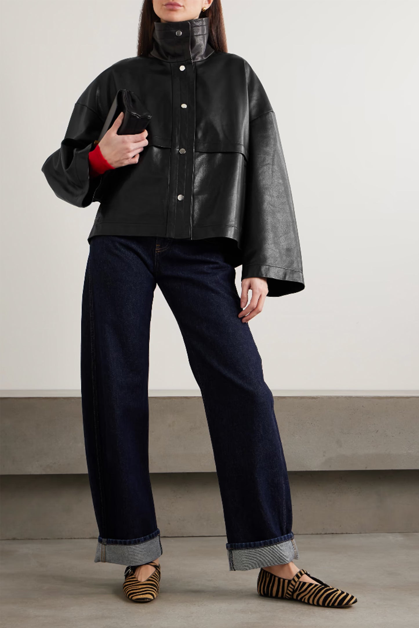 Park Oversized Textured-leather Jacket
