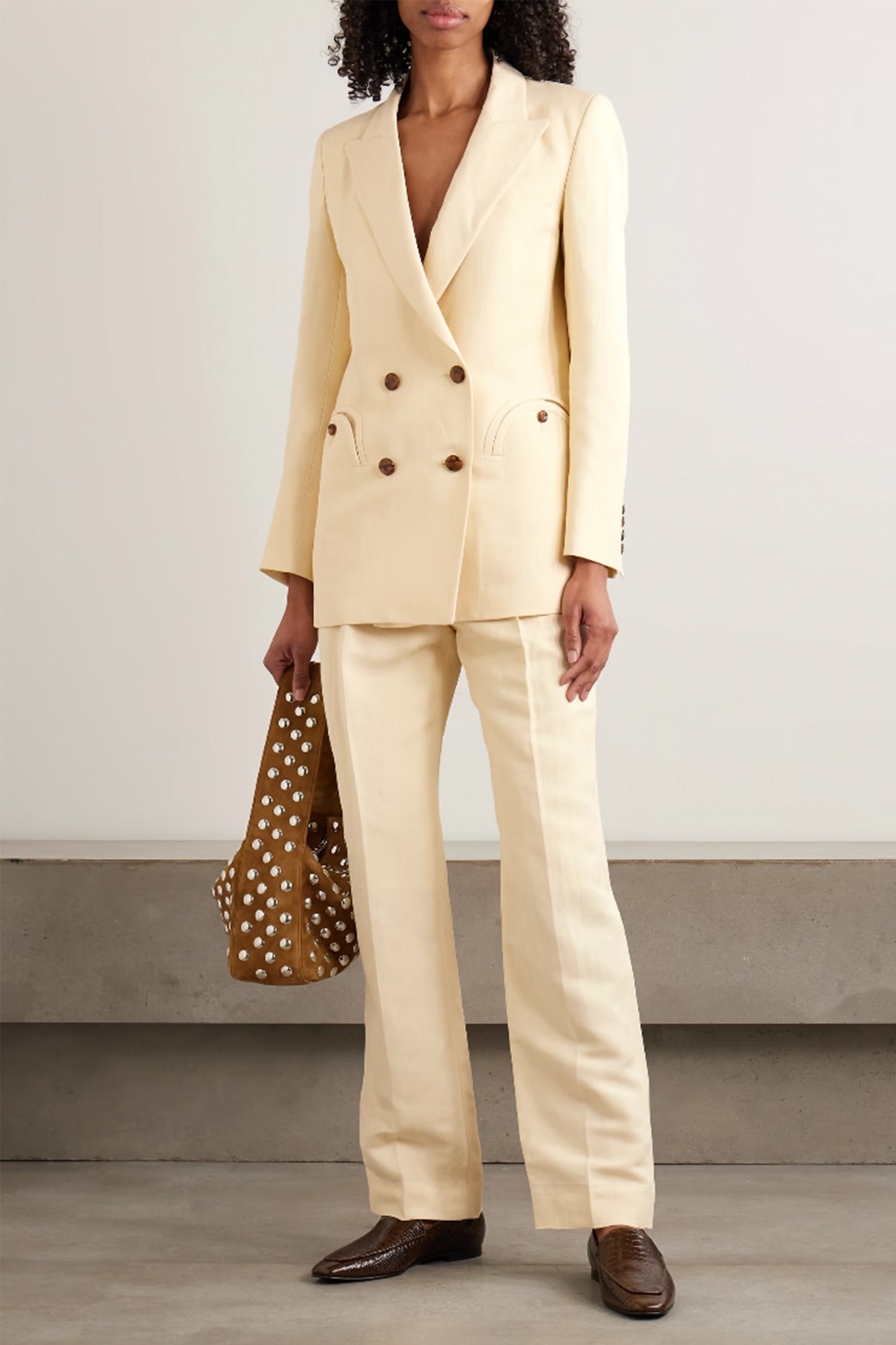 Savannah Everyday Double-breasted Linen and Silk-blend Blazer
