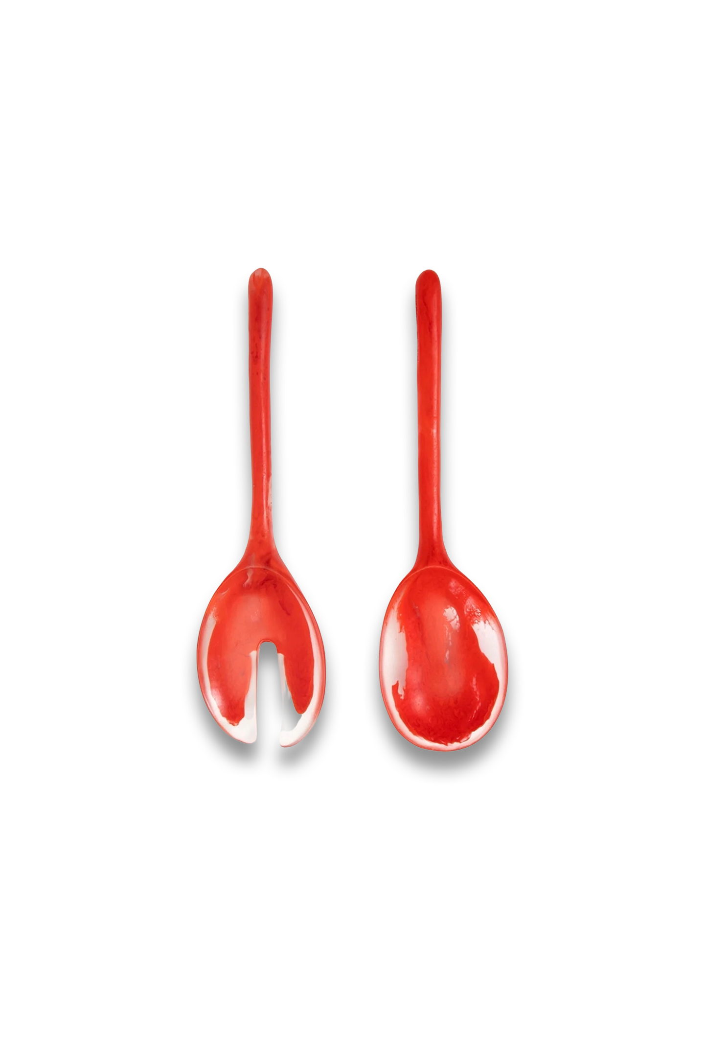 Short Stone Marbled-resin Salad Servers