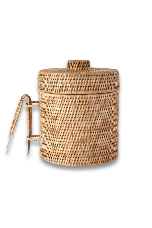 Rattan Ice Bucket with Tongs, Natural