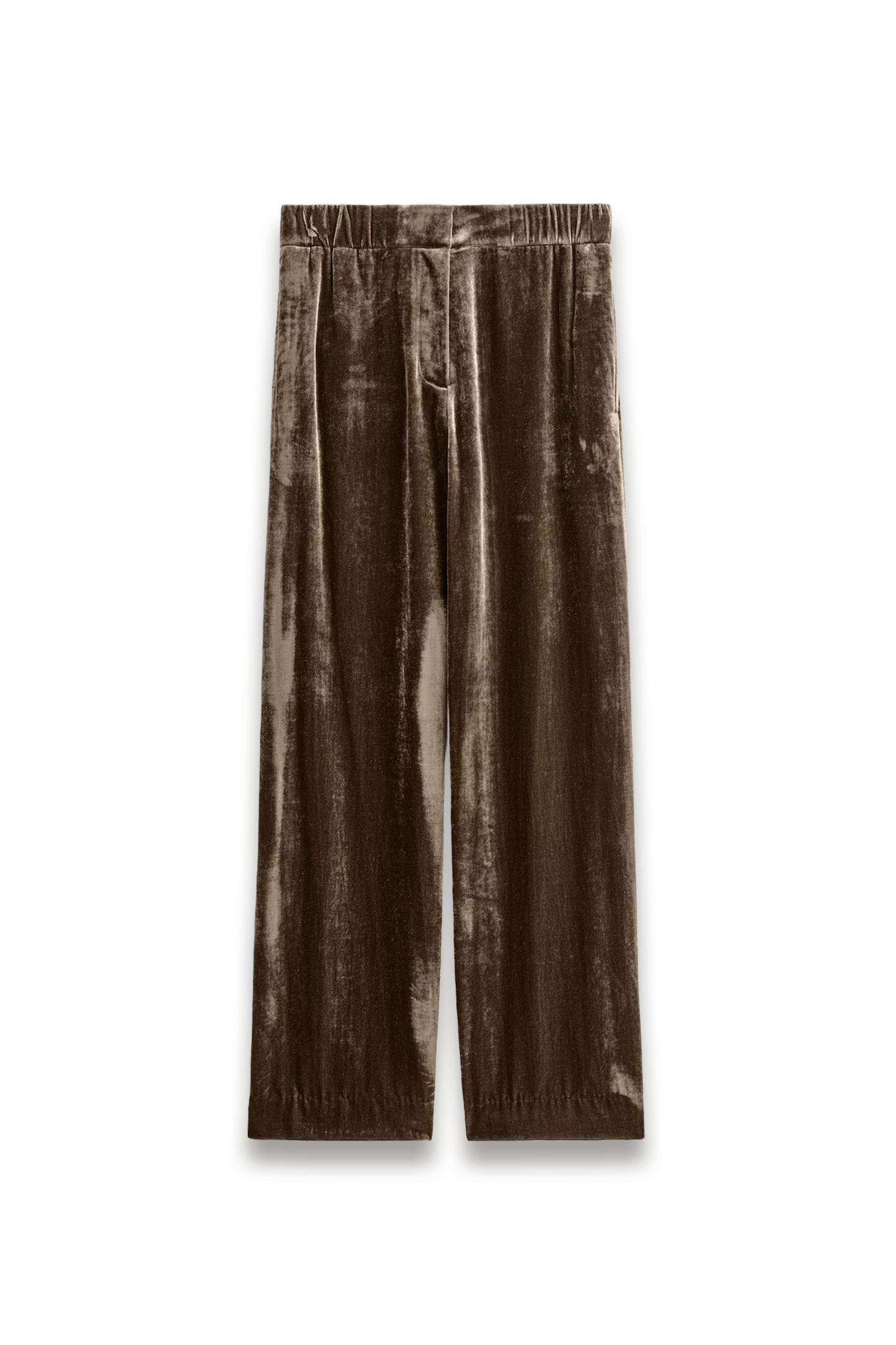 Velvet Elasticated Straight-Leg Trousers