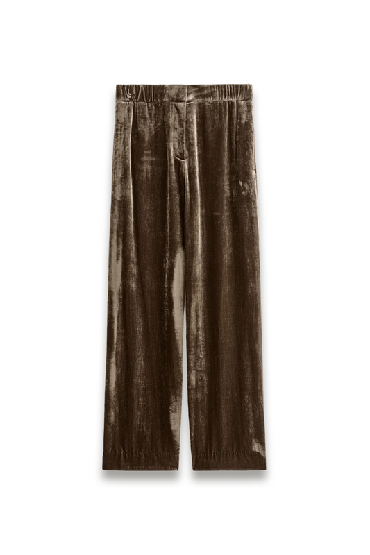 Velvet Elasticated Straight-Leg Trousers