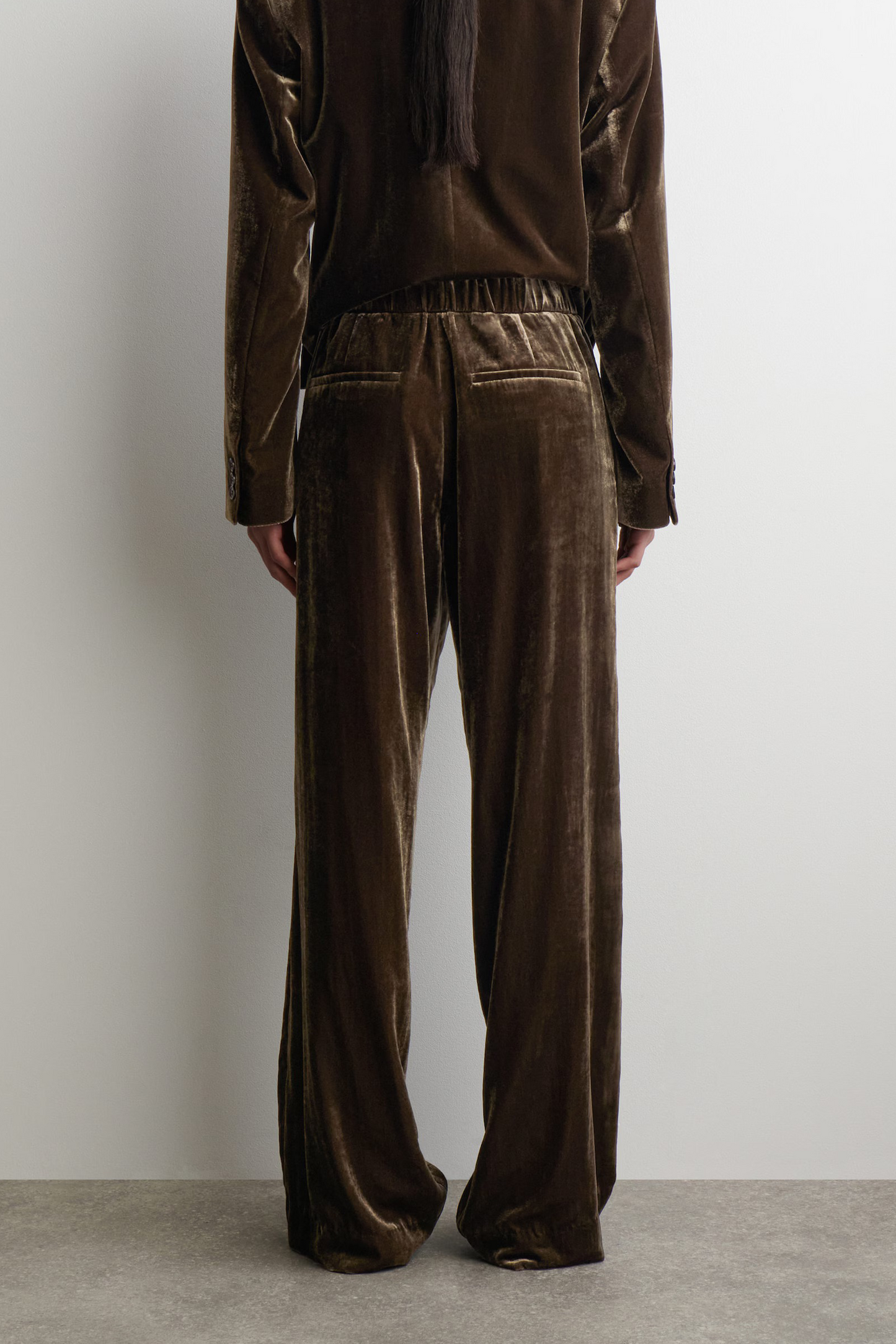 Velvet Elasticated Straight-Leg Trousers