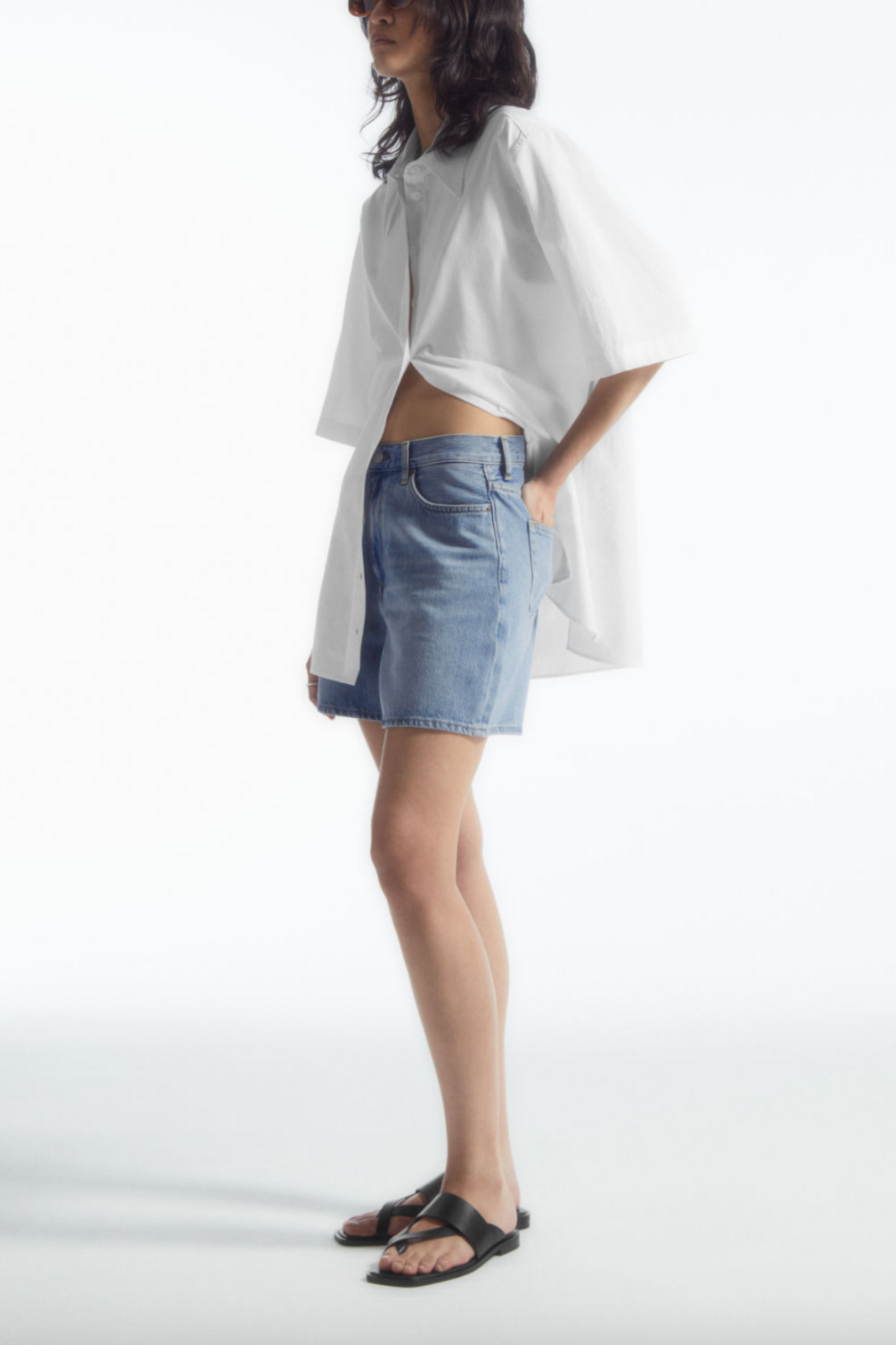 High-Rise Denim Shorts