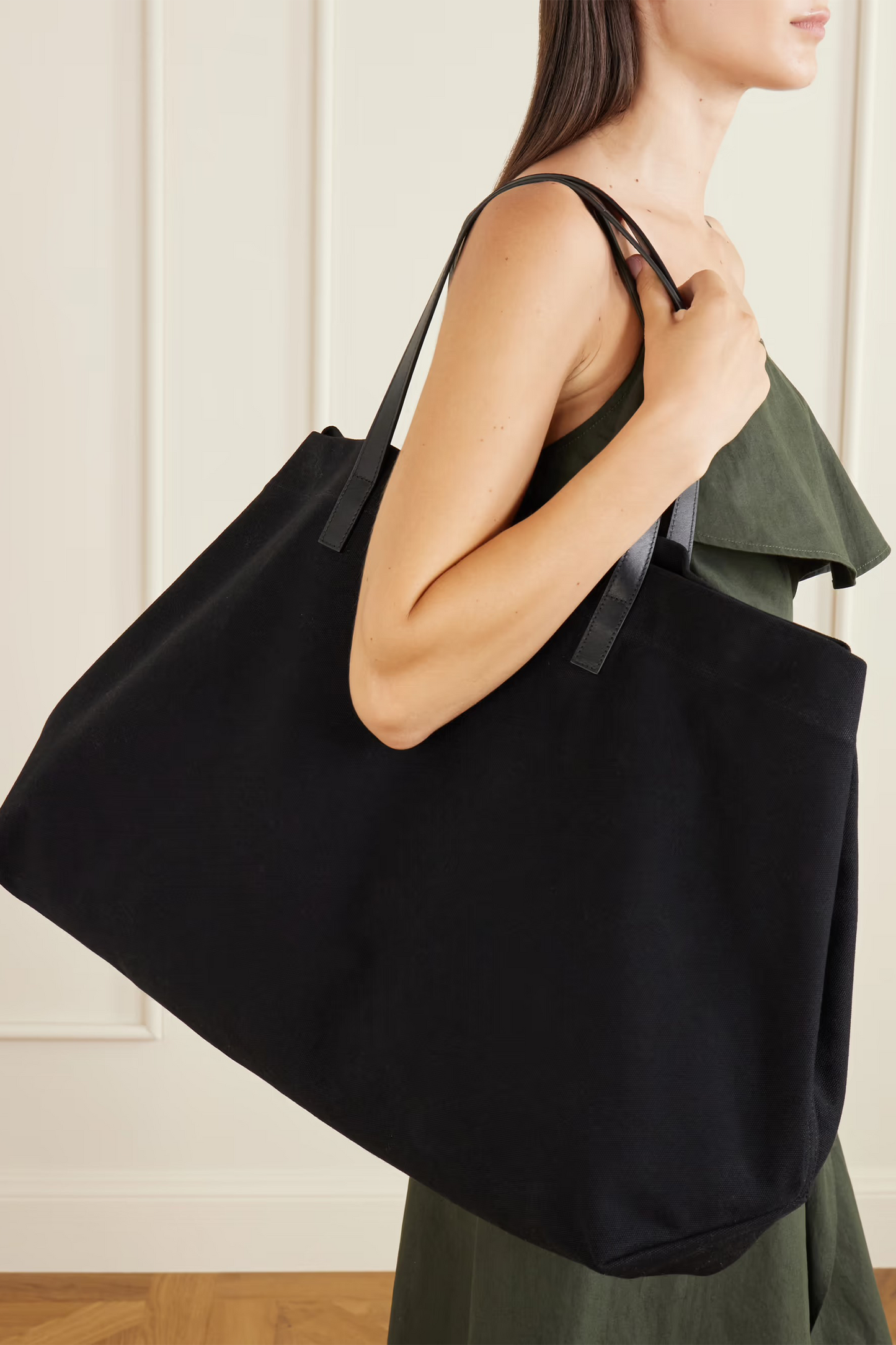 Cottage Leather-trimmed Canvas Tote