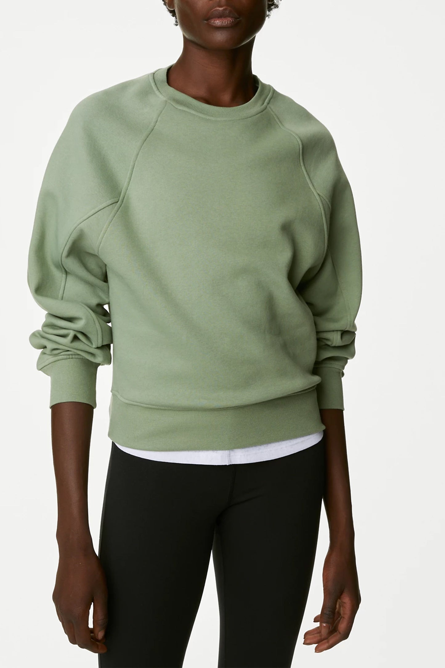 Cotton Rich Sage Crew Neck Relaxed Sweatshirt